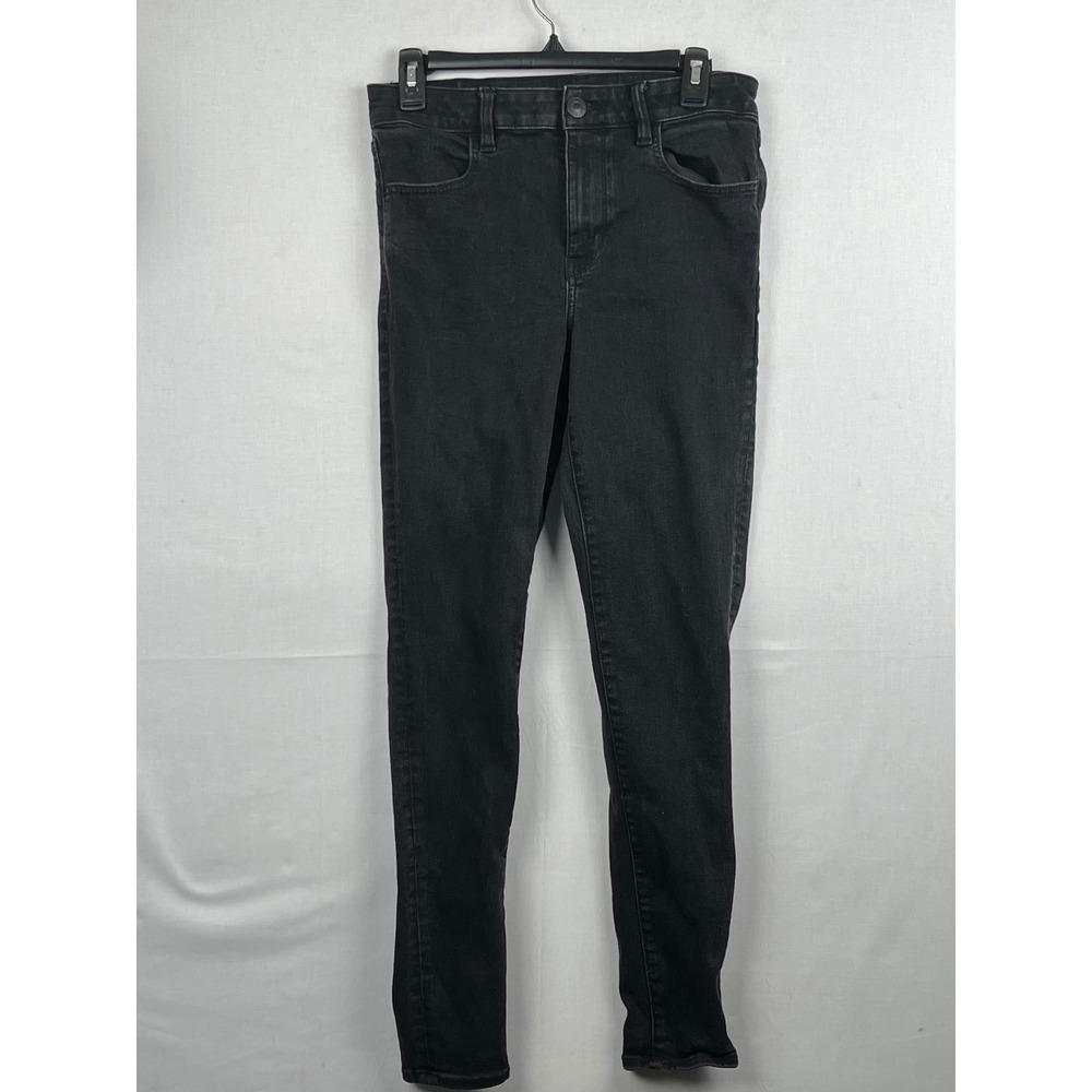 American Eagle Skinny Jeans Next Level Stretch Size 12 Long Black Denim